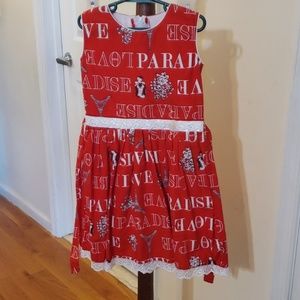 Girl red and white dress w. Eiffel Tower  design.